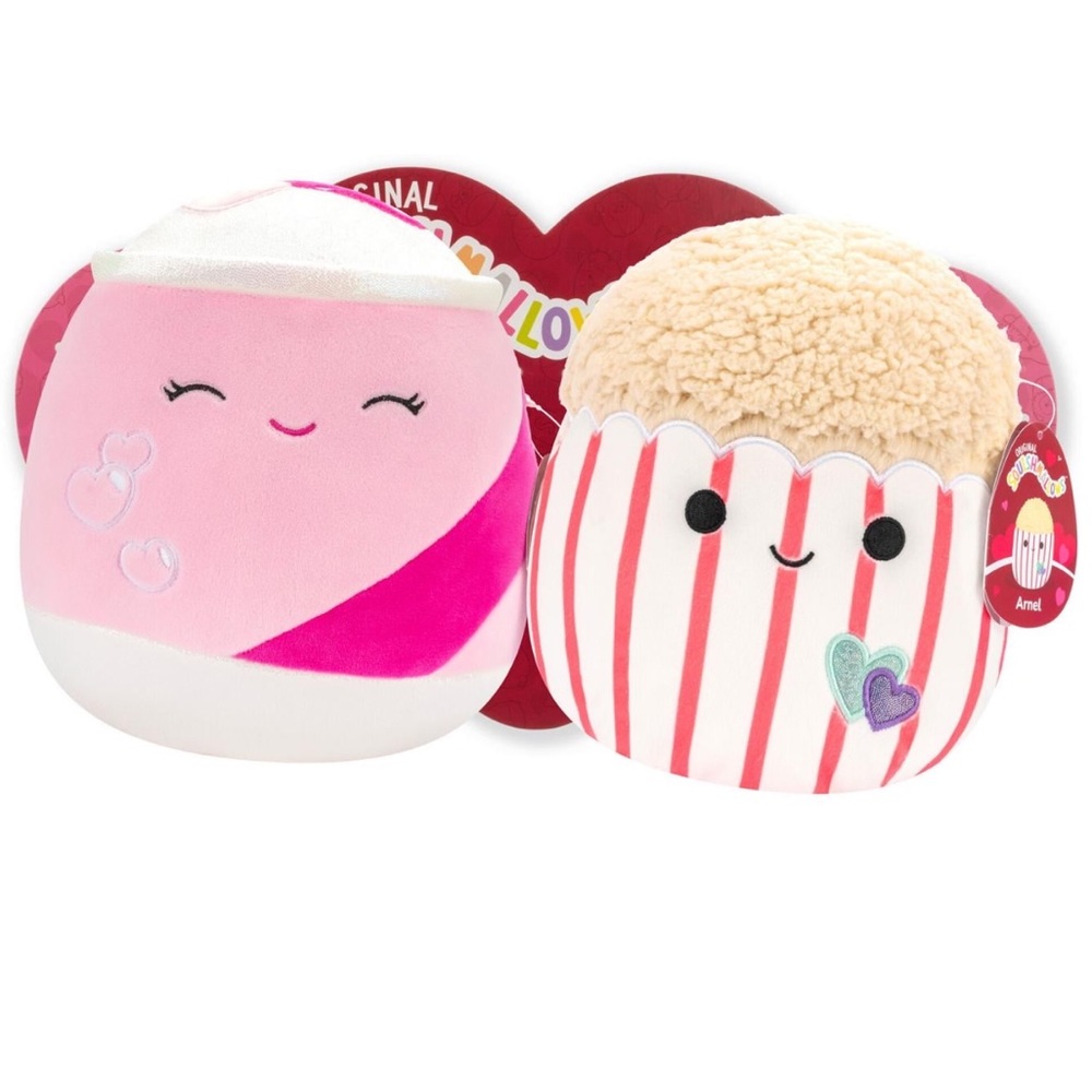 Squishmallows Arnel the Popcorn & Poodle the Soda Can Plush Duo, 5”